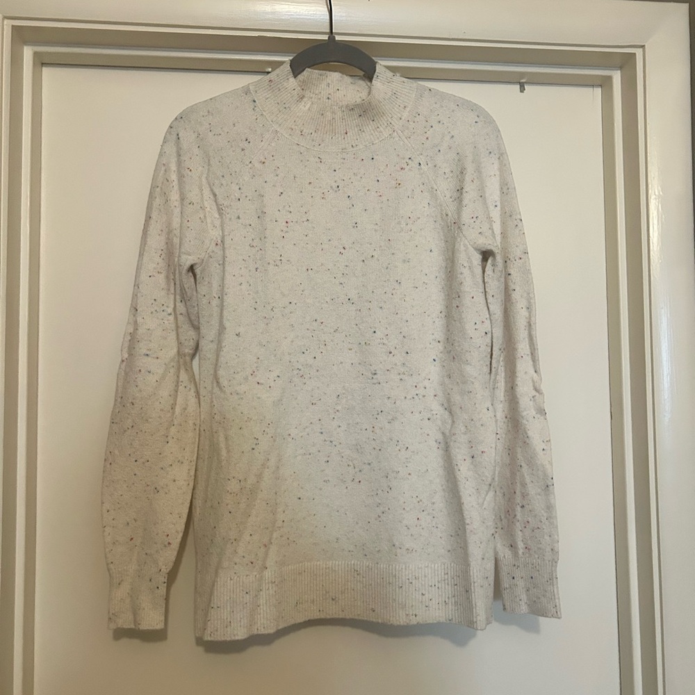 LOFT Cream Speckled Turtleneck Sweater